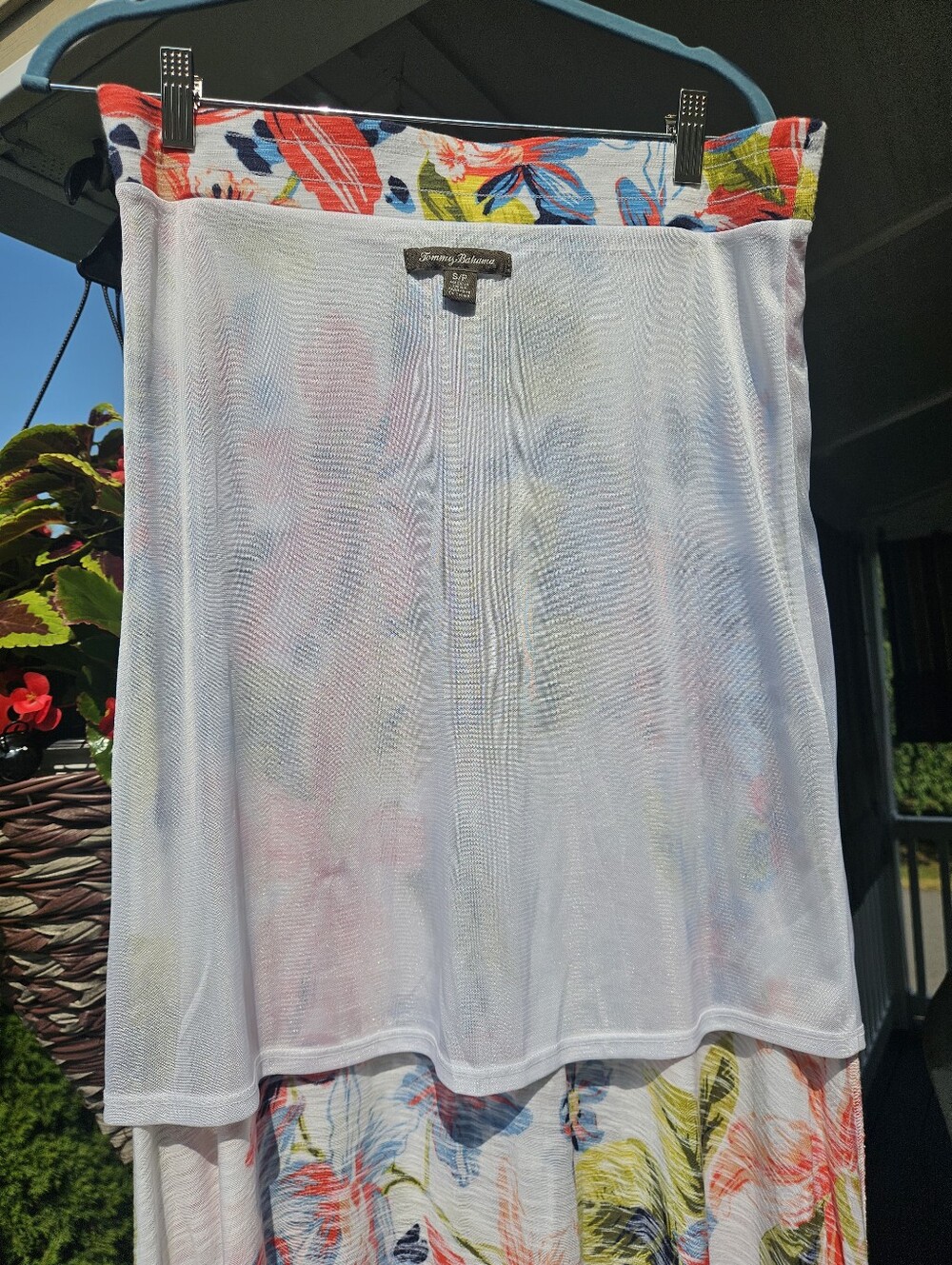 Tommy Bahama Floral Print Maxi Skirt with Drawstring Waist - White Multi 40in - Picture 5 of 8